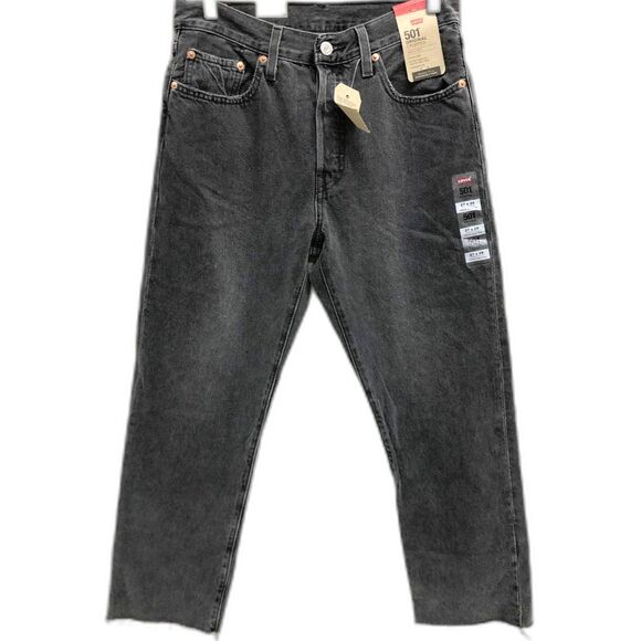 Levi's Grey/Faded Black 501 Women's Original Cropped Straight Jeans Size 27X26 - Picture 1 of 4